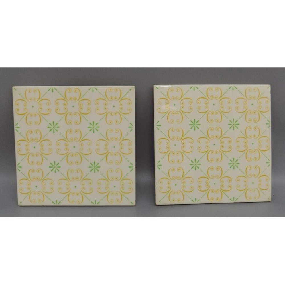 2 Richard Ginori Retro Ceramic Wall Tile Trivet MCM Signed 60's Italy Vintage